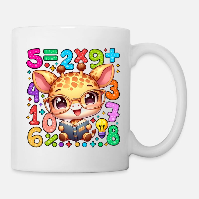 Zahl Tag Giraffe Lesen Mathe Buch - Tasse - Weiß