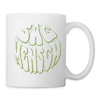 Globale Retro Typo Neon Grün - Sag Mensch - Tasse - Weiß - Rechts