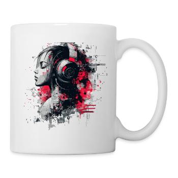 DJ Lady – Urban Art Kopfhörer  - Tasse - Weiß - Rechts