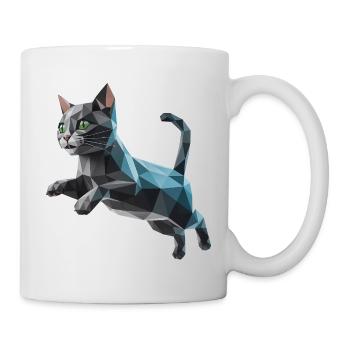 Kätzchen - Cooles Low-Poly-Logo - Tasse - Weiß - Rechts