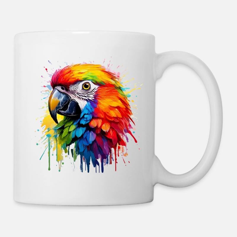 Éclaboussure colorée de perroquet paradisique - Mug blanc - blanc