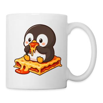 Mignon dessin animé pingouin lasagne alimentation fantaisiste - Mug blanc - blanc - Droite