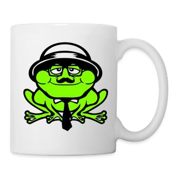 Frog Sir Mr. Rich Gangster Glasses Hat Tie - Mug - white - Right