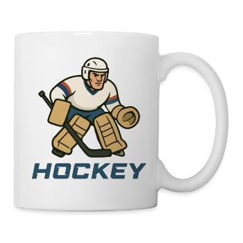 Eishockey Torhüter Cartoon - Tasse - Weiß - Rechts