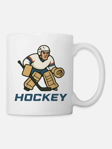 Eishockey Torhüter Cartoon - Tasse - Weiß