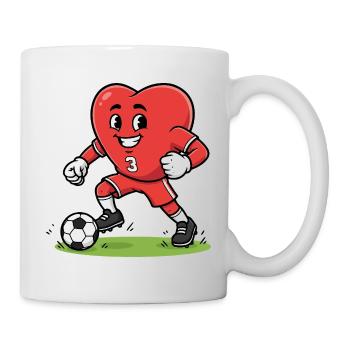 Mignon coeur Football joueur Dessin animé Mascotte Art - Mug blanc - blanc - Droite