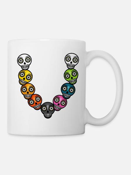 Halloween colorful children's necklace skull comic skull - Mug - white