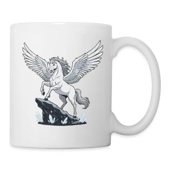 Weißer Pegasus auf Kristallfelsen - Tasse - Weiß - Rechts