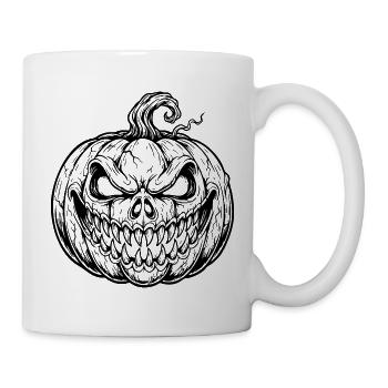 Halloween pumpkin in black the design for horror - Mug - white - Right