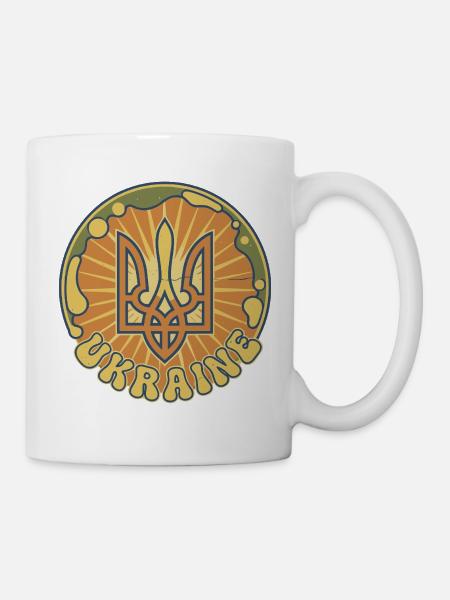 Ukrainisches Trident Sonnenbadge - Tasse - Weiß