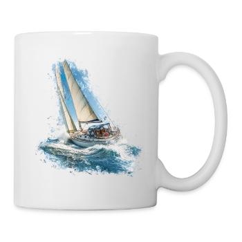 Segelboot im Wellenrauschen - Tasse - Weiß - Rechts