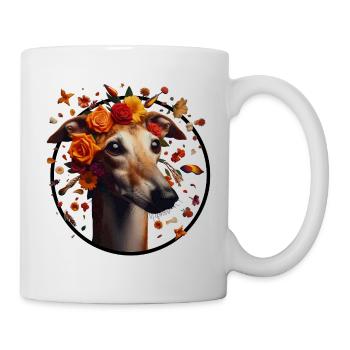 Galgo with flower wreath - Mug - white - Right