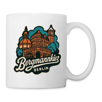 Bergmannkiez Kreuzberg Retro Stil Illustration - Tasse - Weiß - Rechts