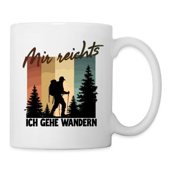 Hiker Silhouette im Wald Wandern Wanderer Rucksack - Tasse - Weiß - Rechts