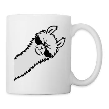 Lama Wütend Guckend Seite Sonnenbrille Cool Sauer - Tasse - Weiß - Rechts