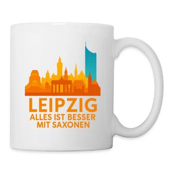 Leipzig Skyline Saxonen Spruch - Tasse - Weiß - Rechts