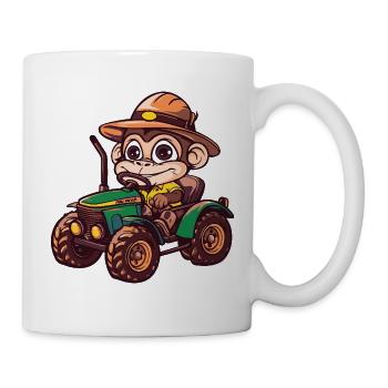 Affe Traktor Farmer - Tasse - Weiß - Rechts