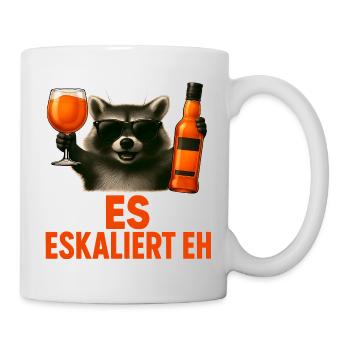 Es Eskaliert Eh Waschbär Spritz Party Geschenkidee - Tasse - Weiß - Rechts