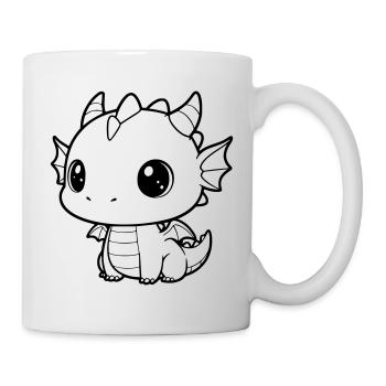 Süßer Baby-Drache | Kawaii & Knuddelig Vektor - Tasse - Weiß - Rechts