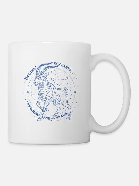 Capricorn Zodiac Gift – Earth & Stars Design - Mug - white