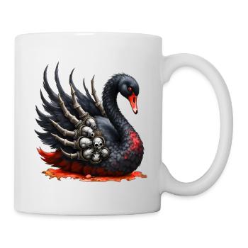 Schwarzer Schwan mit Totenköpfen - Tasse - Weiß - Rechts