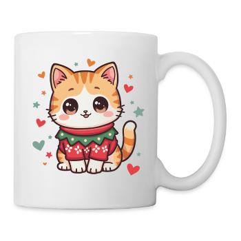 Weihnachtskatze - Tasse - Weiß - Rechts