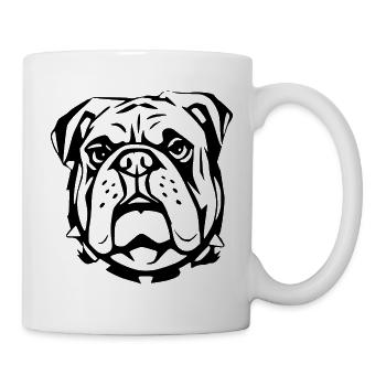 Bulldogge_Hundekopf_schwarz_T shirt_Geschenk - Mug - white - Right