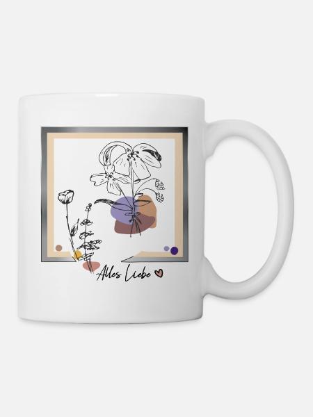 Bilderrahmen mit Blumen - Tasse - Weiß