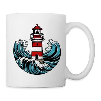 Lighthouse in the storm - Mug - white - Right