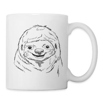 Faultier Skizze Line Art Design für Wild und Zoo Liebe - Tasse - Weiß - Rechts