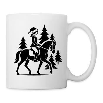 Reiten Weihnachten Reiterin Pferd Geschenk - Tasse - Weiß - Rechts