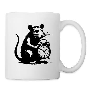 Rat stressé et réveil - Mug blanc - blanc - Droite