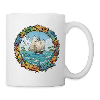 Graffiti Voyage en mer - Mug blanc - blanc - Droite