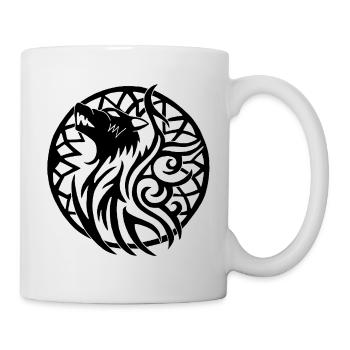 Schwarzer Wikingerwolf und Talisman des Glücks - Tasse - Weiß - Rechts