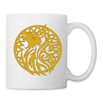 Golden Viking Wolf and Talisman of Luck - Mug - white - Right