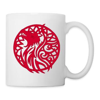Roter Wikingerwolf und Talisman des Glücks - Tasse - Weiß - Rechts