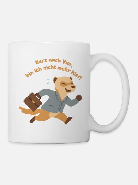 Vier-Uhr Feierabend Ferret, Endlich Feierabend - Tasse - Weiß