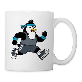 Cute Penguin Marathon Jogger Cartoon Sporty - Mug - white - Right