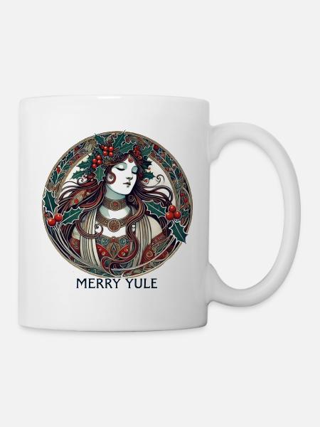 Yule Maiden Stechpalmenkreis - Tasse - Weiß