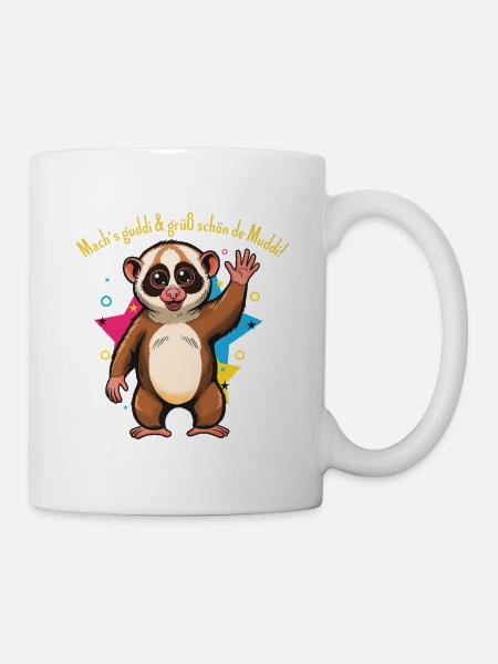 Guddi Lemur Jubelmotiv. Lustiger Abschied. - Tasse - Weiß