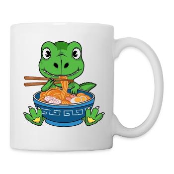 Funny Ramen Noodle Green Dinosaur  - Mug - white - Right