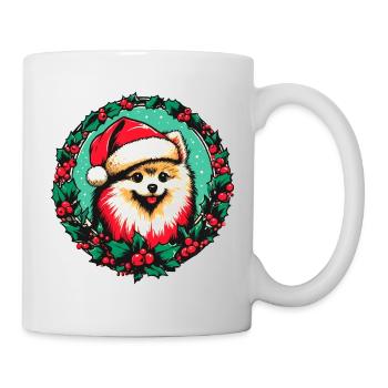 Santa Pooch in Holly Wreath - Mug - white - Right