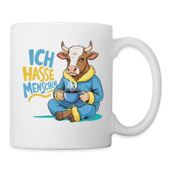 Cow Coffee Morning Grouch Funny Alps Introvert - Mug - white - Right