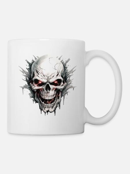 crâne squelette moto motard gang - Mug blanc - blanc