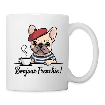Bonjour Frenchie Französische Bulldogge - Tasse - Weiß - Rechts