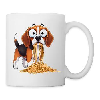 Cute Beagle with Spaghetti Clumsy Cartoon Food - Mug - white - Right