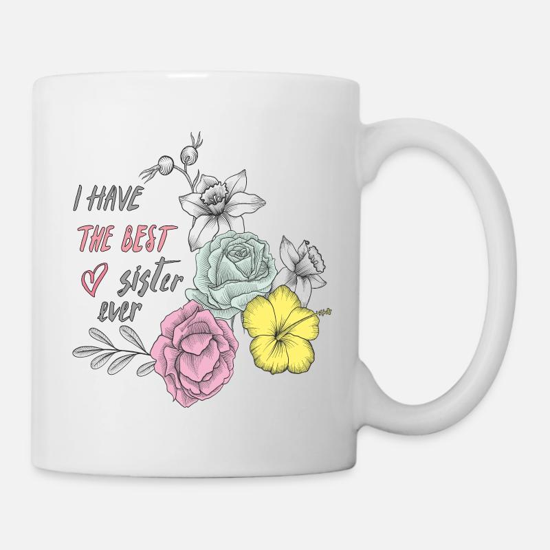 Beste Schwester Blüten Herz  - Tasse - Weiß