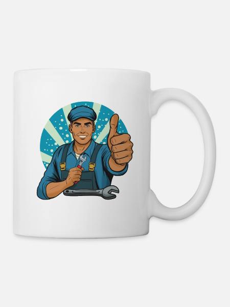 Illustration de pouce vers le haut d’artisan - Mug blanc - blanc