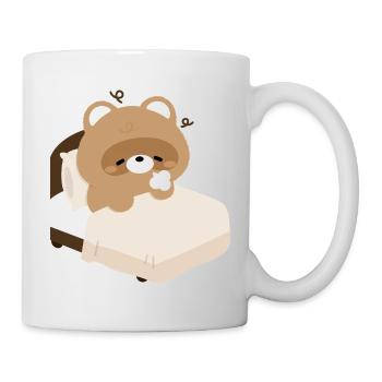 Castor endormi douillet sur lit - Mug blanc - blanc - Droite