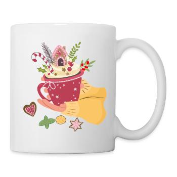  Weihnachtstasse mit Lebkuchenhaus Advent  - Tasse - Weiß - Rechts